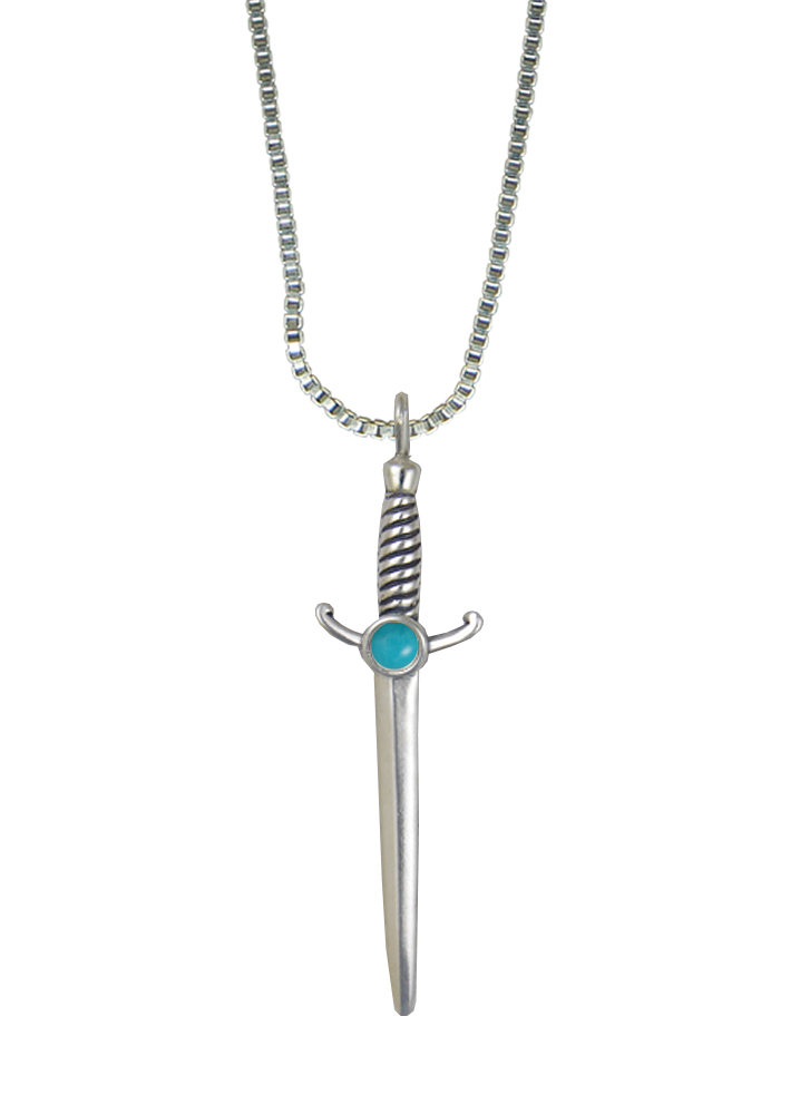 Sterling Silver Athena's Sword Pendant With Turquoise